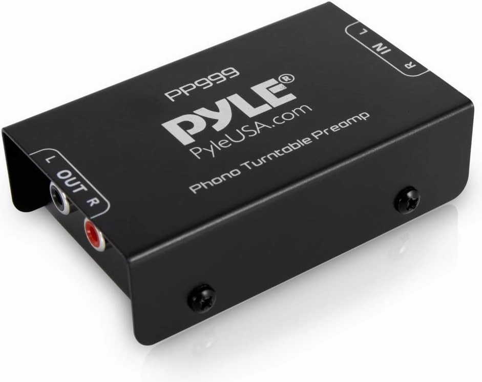 Pyle Mini Phono Turntable Preamp - Low Noise Stereo Preamplifier with RCA Input/Output - 12V DC Adapter - High-Fidelity Audio for Vinyl - Phonograph - Home Audio - PP999 phono preamp,turntable amplifier,record player preamp,