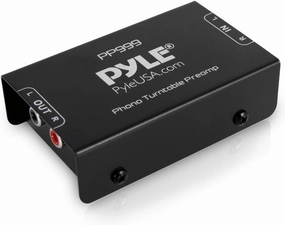 Pyle Mini Phono Turntable Preamp - Low Noise Stereo Preamplifier with RCA Input/Output - 12V DC Adapter - High-Fidelity Audio for Vinyl - Phonograph - Home Audio - PP999 phono preamp,turntable amplifier,record player preamp,