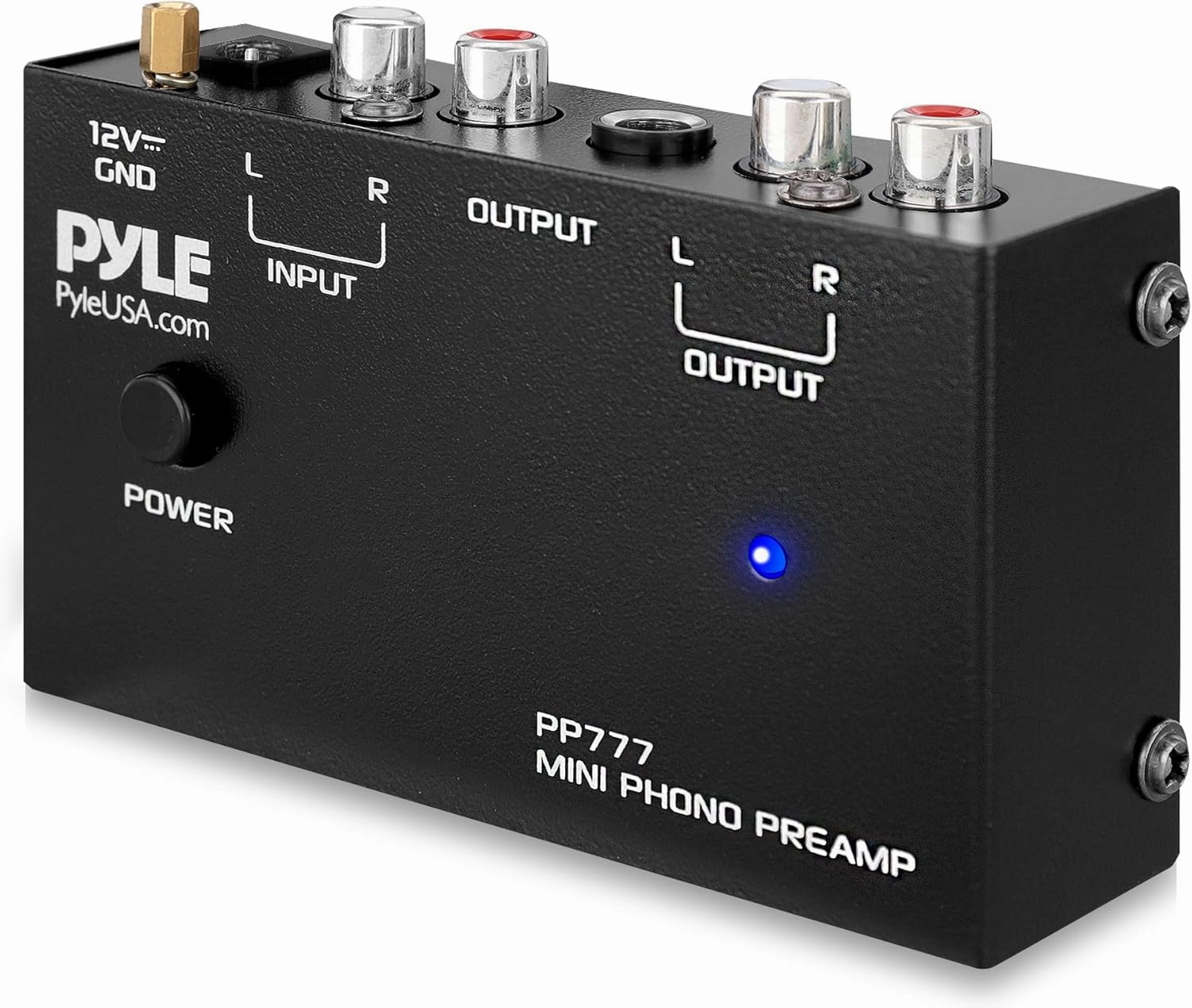 Pyle Mini Phono Turntable Preamp - Stereo Preamplifier with RCA Input/Output - Low Noise - Powered by 12V DC Adapter - Ideal for Vinyl & Phonographs - PP777 phono preamp,turntable amplifier,record player preamp,