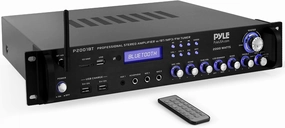 PYLE Multi Channel Bluetooth Preamplifier Receiver - 2000 Watt Audio Home Speaker Sound Stereo Receiver W/ Radio, USB, Headphone, Aux, RCA, Dual Microphone W/ Echo, Led, Wireless Streaming - P2001BT integrated amplifier,stereo receiver,hi-fi amp combo,