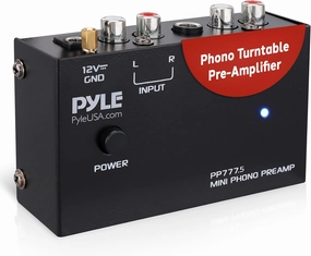 Pyle Phono Turntable Preamp - Mini Audio Stereo Phonograph Preamplifier with RCA Inputs & Outputs, Low Noise Operation, 12V DC Adapter Powered, Compatible with Turntables, Receivers, Speakers & More phono preamp,turntable amplifier,record player pr