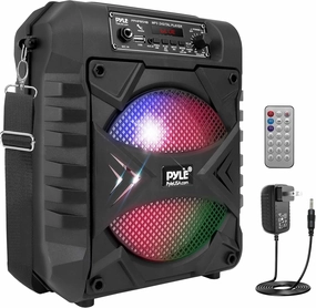 Pyle Portable Bluetooth PA Speaker System, 300W Rechargeable Outdoor Bluetooth Speaker Portable PA System w/ 8 Subwoofer, AUX, Microphone in, Party Lights, MP3/USB, Radio, Remote wireless speakers,portable Bluetooth speaker,multiroom speaker,