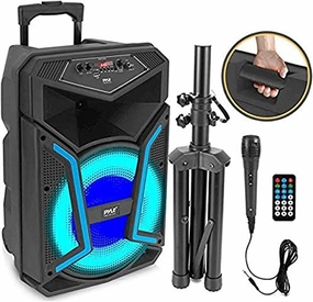 Pyle Portable Bluetooth PA Speaker System-800W Outdoor Bluetooth Speaker Portable PA System w/Microphone in, Party Lights, MP3/USB SD Card Reader, FM Radio, Rolling Wheels-Mic, Remote PPHP122SM.5 wireless speakers,portable Bluetooth speaker,multiroom speak