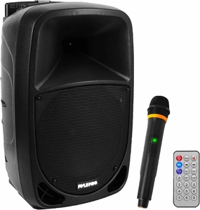 Pyle PSBT105A - 1000W Portable Bluetooth PA Speaker, 10'' Subwoofer, UHF Wireless Mic, MP3/USB/SD, Rechargeable Battery, LED Battery Indicator Lights, Black floorstanding speakers,tower speakers,stereo floor speakers,