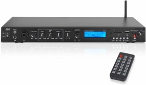 Pyle Rack Mount Studio Pre-Amplifier - Audio Receiver System w/ Digital LCD Display Bluetooth FM Radio Recording Mode Remote Control USB Flash or SD Card Reader Input and Output Jack - PPRE70BT network audio player,digital streamer,audio file player,