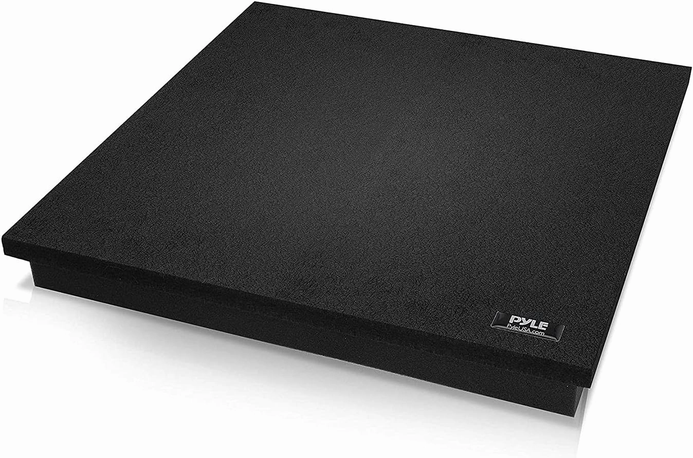 Pyle Sound Dampening Speaker Riser Foam - Audio Acoustic Noise Isolation Platform Pads Recoil Stabilizer w/ Rubber Base Pad For Studio Monitor, Subwoofer, Loud Speakers - PSI15 (15 x 15 x 1.8 Inch) isolation pads,speaker feet,vibration dampeners,