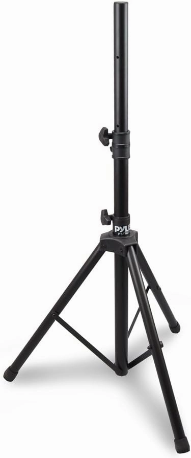 Pyle Tripod Speaker Stand, 33.9"x31.5"x58.0 Inch Adjustable Holder Mount, Durable Steel Design, Universal 35mm Compatibility, Safety Lock Pin, Foldable for Storage, Ideal for Large Speakers speaker stands,monitor stands,floor speaker holders,