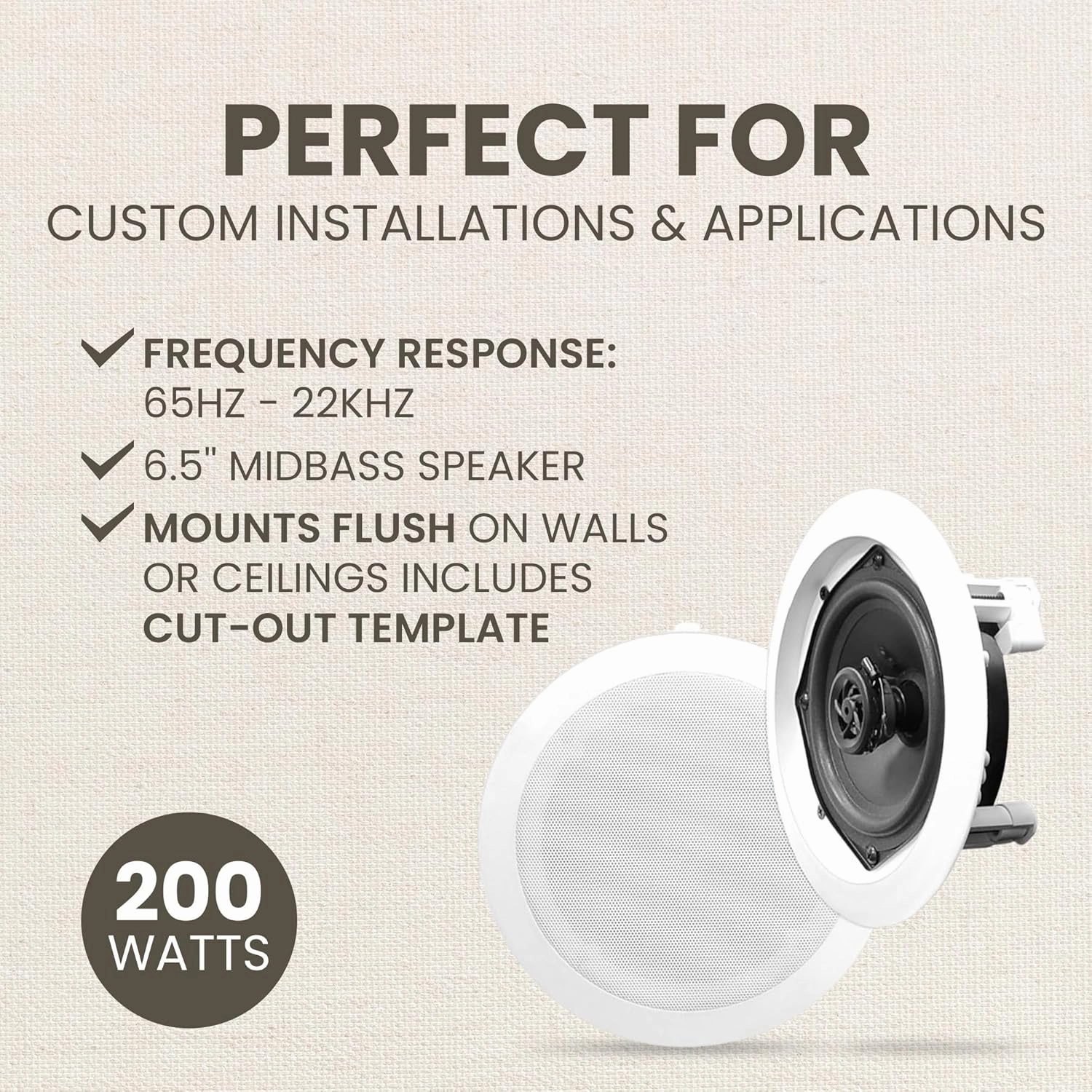 Pyle Two Way in Ceiling and Wall Tweeter Speaker System with Voice Control Feature and Coaxial Connectivity for Surround Sound Systems, White