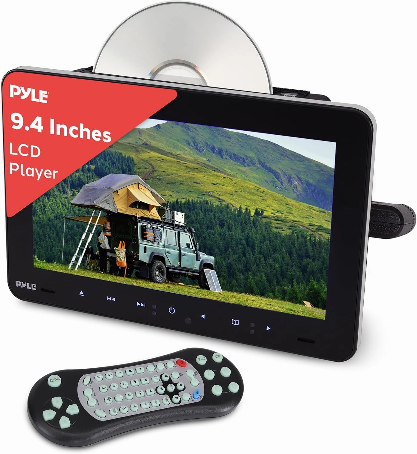 Pyle Vehicle Headrest Mount Multimedia Disc Player - 9.4 Hi-Res LCD Display, CD/DVD Player, Universal Car Video Entertainment System with USB/SD Readers & Built-in Stereo Speakers hi-res portable player,digital audio player,DAP lossless,