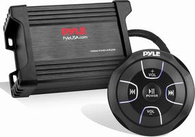 Pyle Waterproof Bluetooth Marine Amplifier Receiver - Weatherproof 2 Channel Wireless Amp for Stereo Speaker with 600 Watt Power, Wired RCA, AUX and MP3 Audio Input Cable - (Black) power amplifier,stereo amp,hi-fi power amp,