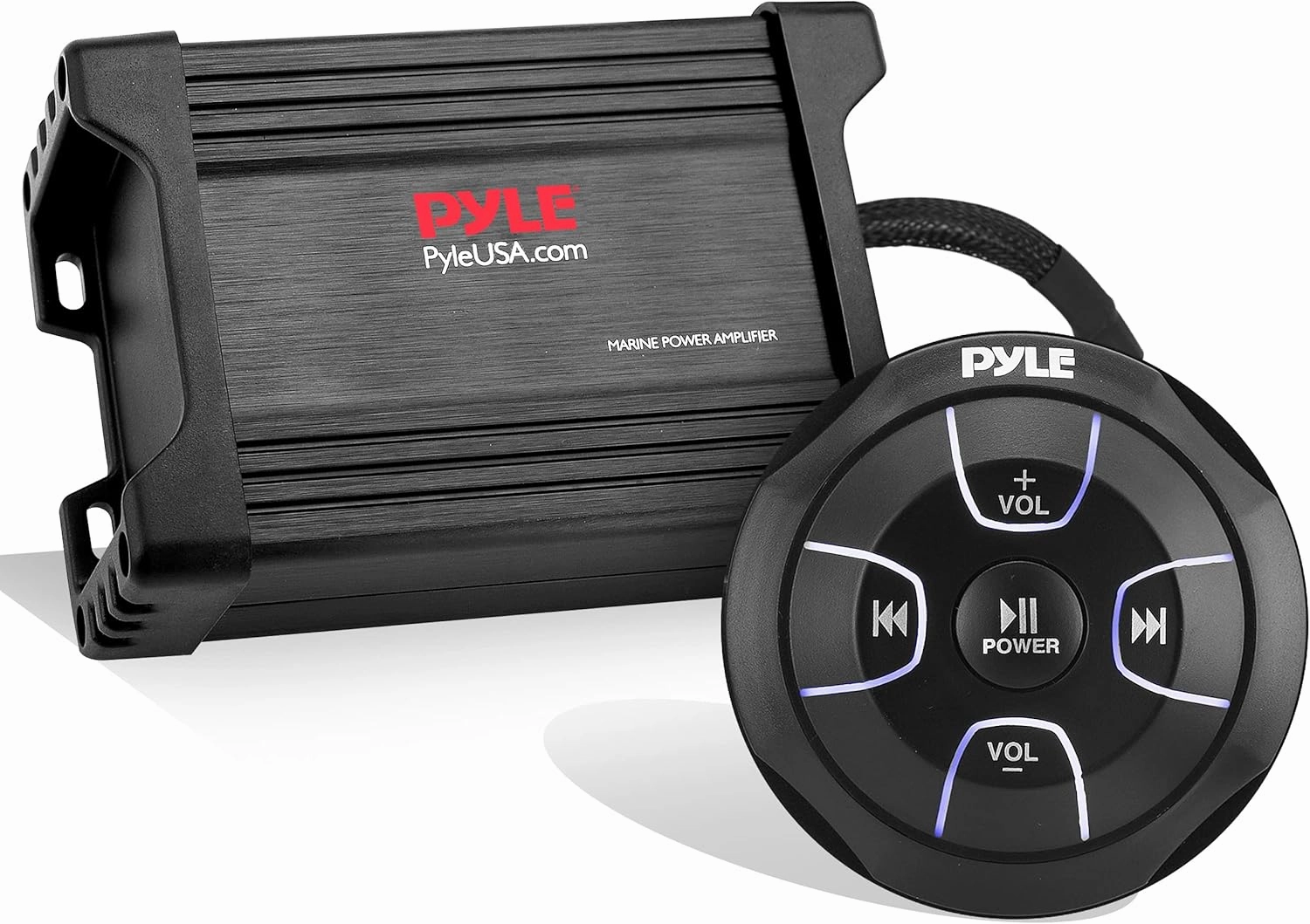 Pyle Waterproof Bluetooth Marine Amplifier Receiver - Weatherproof 2 Channel Wireless Amp for Stereo Speaker with 600 Watt Power, Wired RCA, AUX and MP3 Audio Input Cable - (Black) power amplifier,stereo amp,hi-fi power amp,