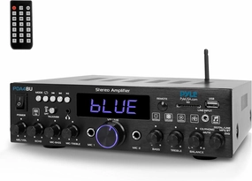 Pyle Wireless Bluetooth Home Stereo Amplifier- Multi-Channel, 200W Power Amplifier, Home Audio Receiver System w/ Optical/ Phono/ Coaxial, FM Radio, USB/SD,AUX, RCA, Mic in, Antenna, Remote- PDA4BU.5 integrated amplifier,stereo receiver,hi-fi amp combo,