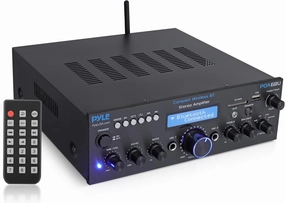 Pyle Wireless Bluetooth Power Amplifier System- 200W Dual Channel Sound Audio Stereo Receiver w/USB, SD, AUX, MIC w/Echo, Radio, LCD - Home Theater Entertainment via RCA, Studio Use, Black - PDA6BU.6 power amplifier,stereo amp,hi-fi power amp,