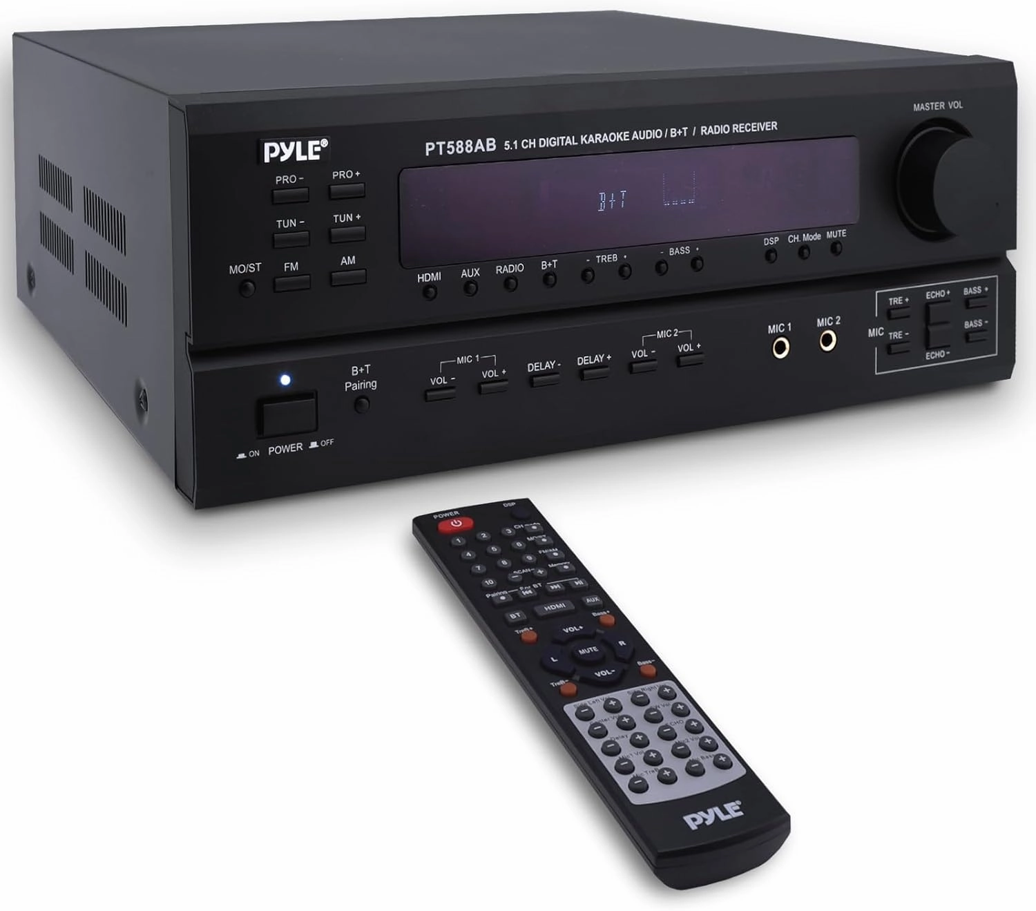 Pyle Wireless Bluetooth Power Amplifier System-420W 5.1 Channel Home Theater Surround Sound Audio Stereo Receiver Box w/RCA,AUX,Mic w/Echo,Remote,Support HDMI-For Subwoofer Speaker-Pyle PT588AB AV receiver,surround receiver,home theater amplifier,