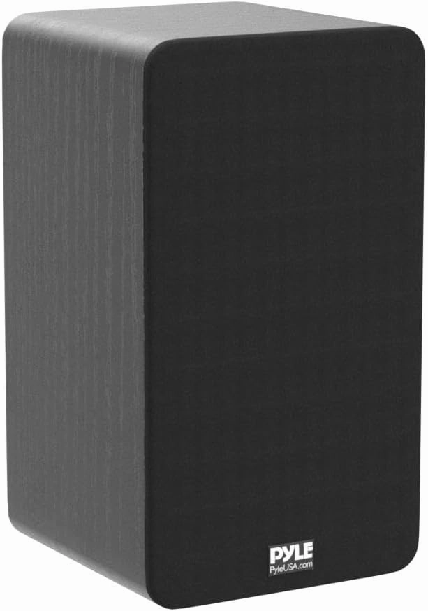 PyleUsa 5.25'' Home Theater Wooden Bookshelf Speakers- Wall Mountable with 0.75'' Silk Dome Tweeter and Aluminum Voice Coils, Pair, Neat Black Color, Gold Plated 5 Way Binding Post - PSMSP5