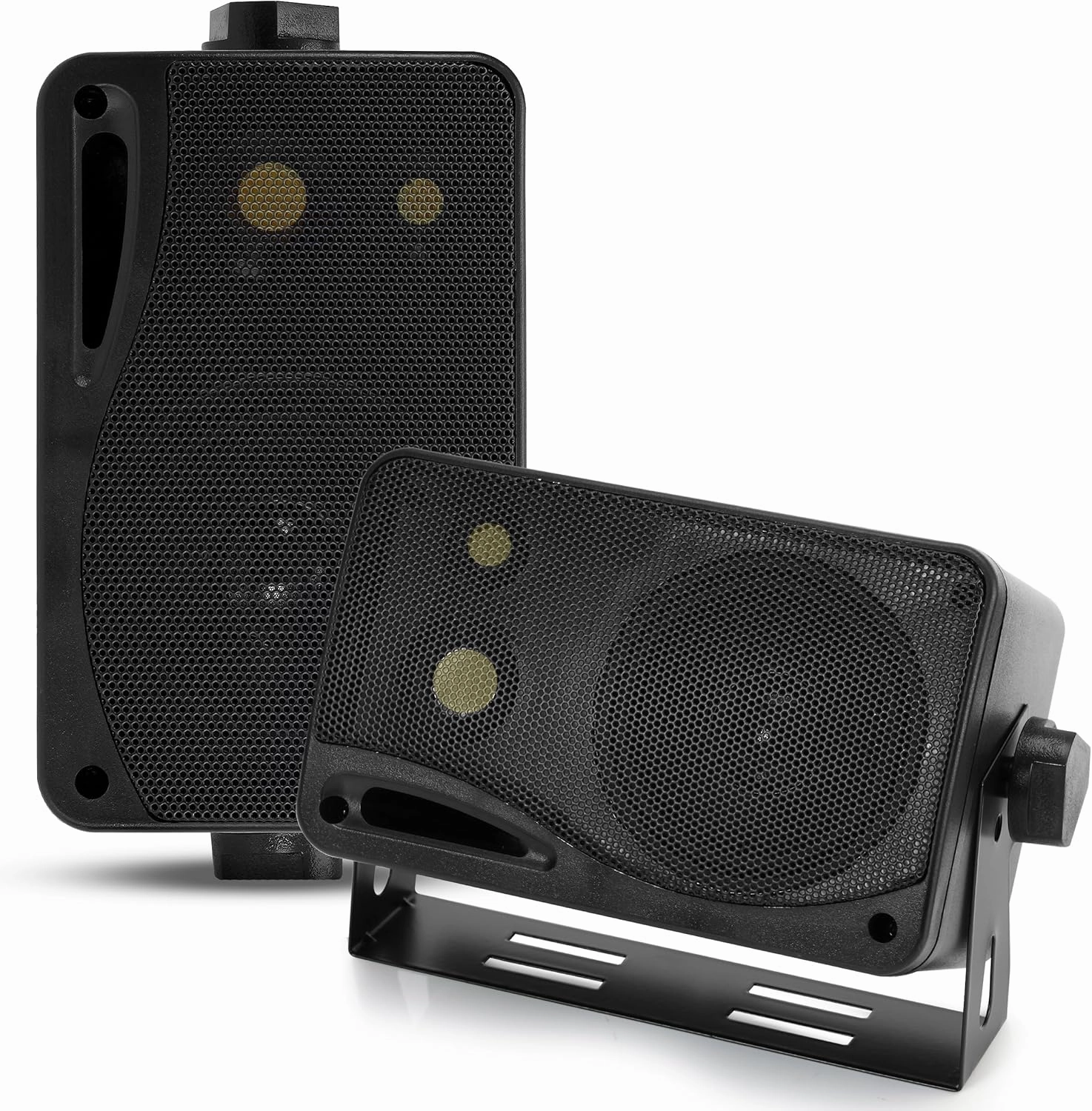 Pyramid 3-Way Indoor Outdoor Speaker System - 3.5 Inch 200W Pair of Mini Box Ceiling Wall Mount Speakers w/1" Tweeter, 3.25" Woofer, 1.75 Midrange - Home Theater Entertainment, PA System - 2022SX bookshelf speakers,compact stereo speakers,hi-fi s