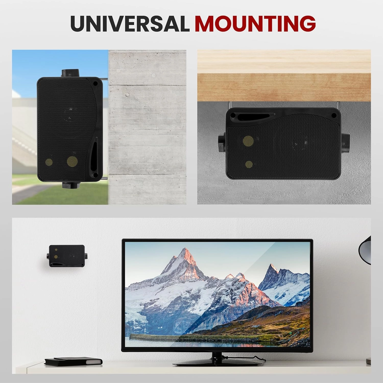 Pyramid 3-Way Indoor Outdoor Speaker System - 3.5 Inch 200W Pair of Mini Box Ceiling Wall Mount Speakers w/1" Tweeter, 3.25" Woofer, 1.75 Midrange - Home Theater Entertainment, PA System - 2022SX