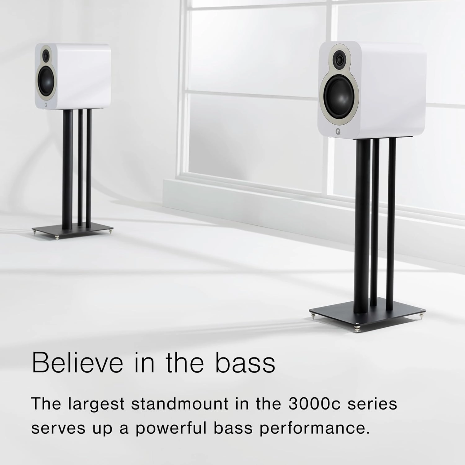 Q Acoustics 3030c Bookshelf Speakers Pair Satin Black - 2-Way Reflex Enclosure Type, 5.5" Bass Driver, 0.9" Tweeter - Stereo Speakers/Passive Speakers for Home Theater Sound System