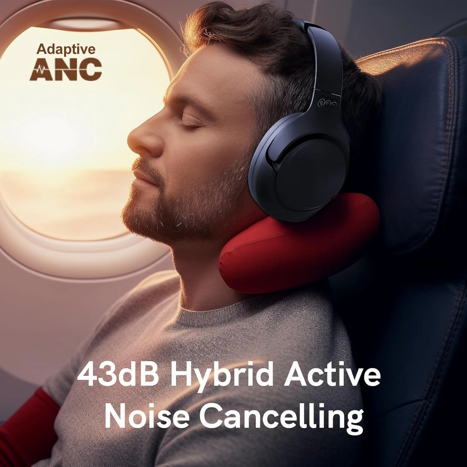 QCY H3 ANC Bluetooth Headphones Over Ear, Active Noise Cancelling Bluetooth 5.4 Headphones with Microphones, Hi-Res Audio Sound, Multipoint Connection, 60H Playback, Custom EQ via App(Blue)