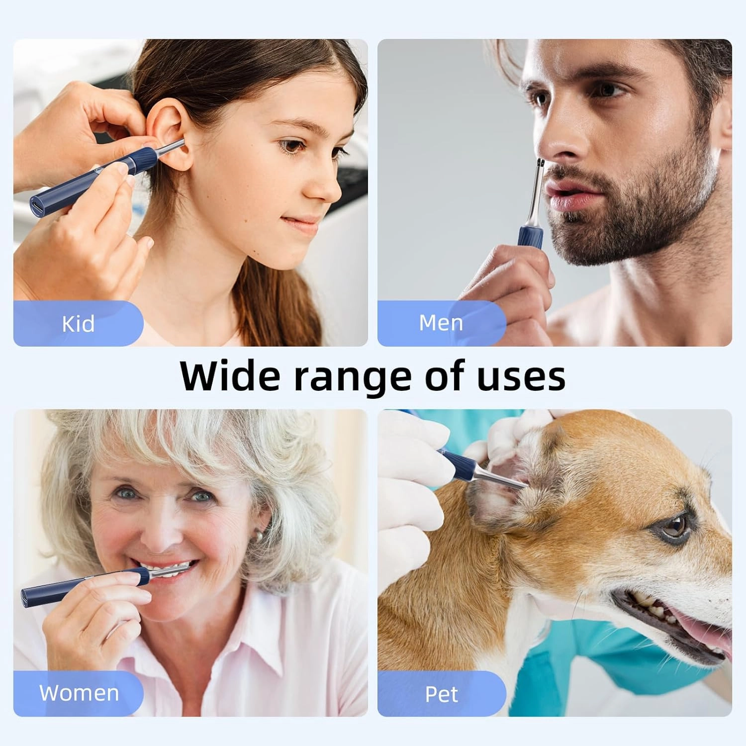 Qimic Ear Camera with Tweezers - Ear Cleaner with Camera,1080P HD Earwax Removal Tool with Light, IP67 Ear Cleaning Kit with 6 Ear Spoon, Ear Camera Otoscope for iPhone, Android