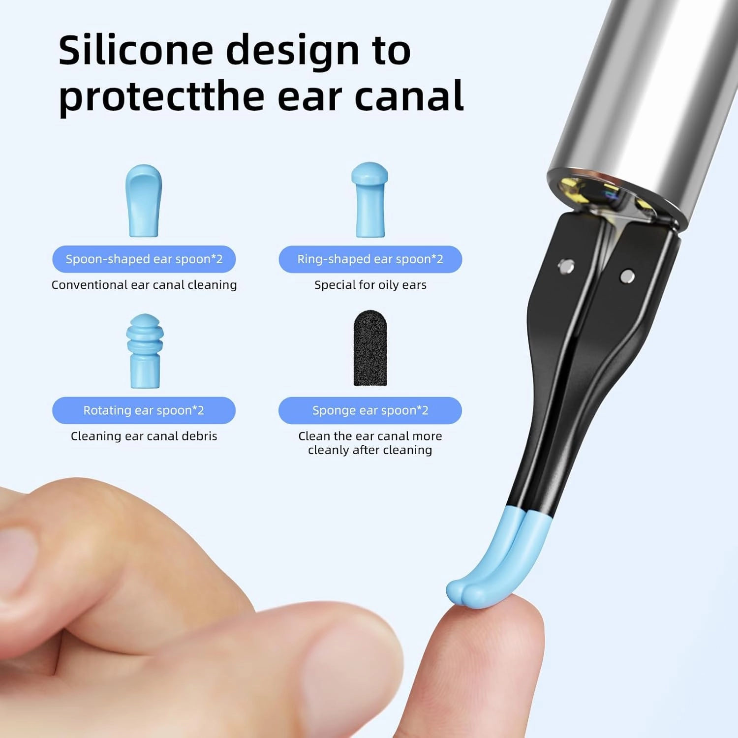 Qimic Ear Camera with Tweezers - Ear Cleaner with Camera,1080P HD Earwax Removal Tool with Light, IP67 Ear Cleaning Kit with 6 Ear Spoon, Ear Camera Otoscope for iPhone, Android