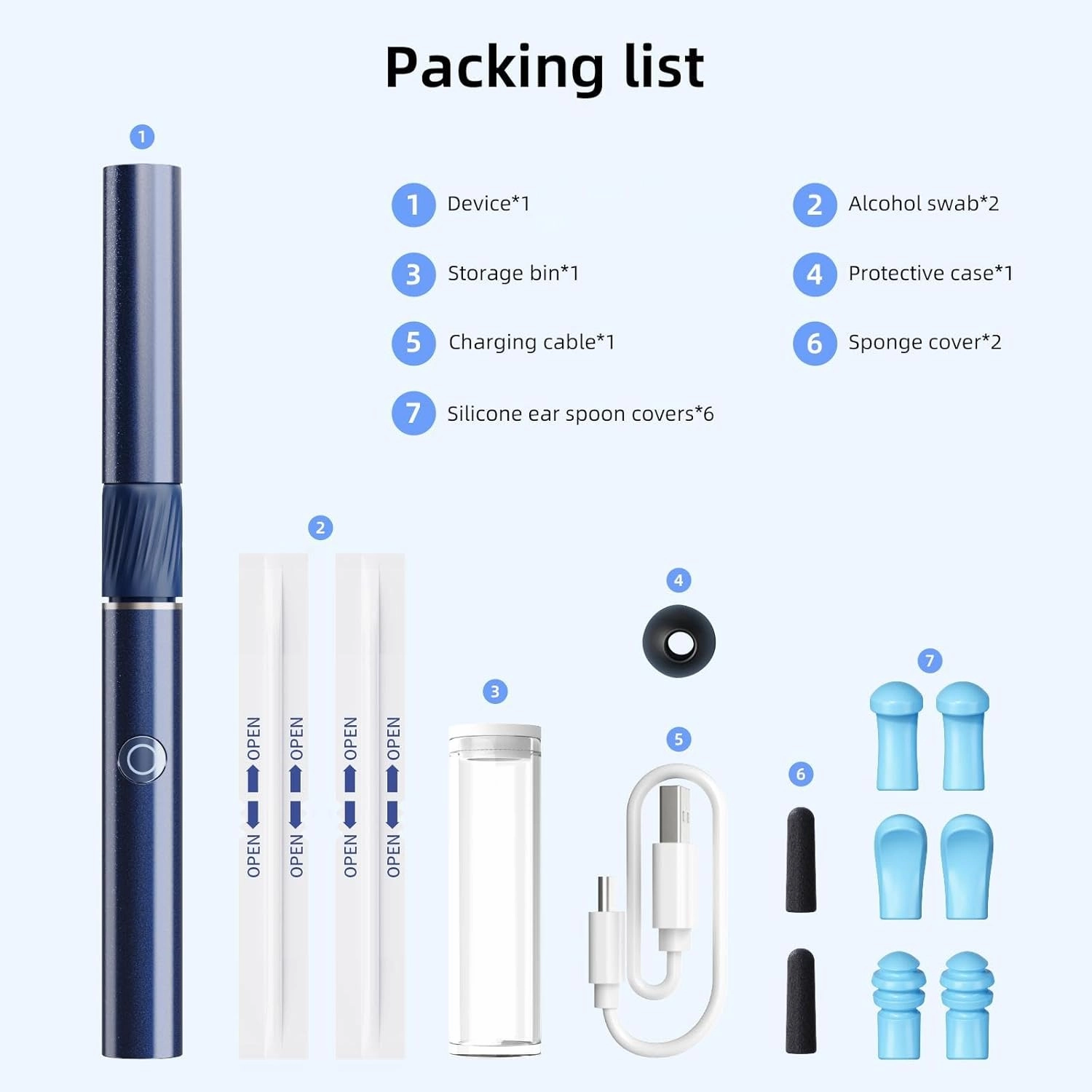 Qimic Ear Camera with Tweezers - Ear Cleaner with Camera,1080P HD Earwax Removal Tool with Light, IP67 Ear Cleaning Kit with 6 Ear Spoon, Ear Camera Otoscope for iPhone, Android