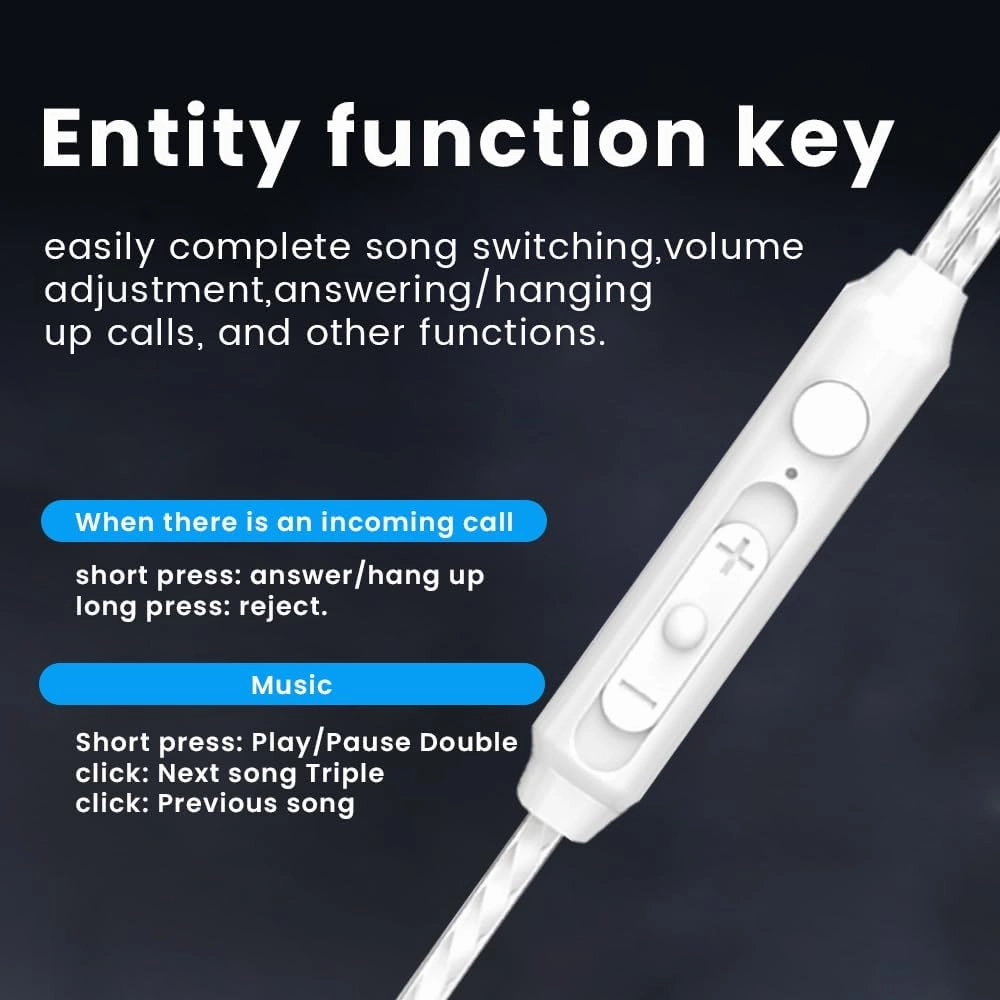 QKZ-Hi6T in Ear Monitor Headphones, Wired Earbuds Stereo Bass, HiFi IEM Earphone, Wired Gaming Earbuds, Without Detachable Cables (with mic, QKZ-Hi6T White)