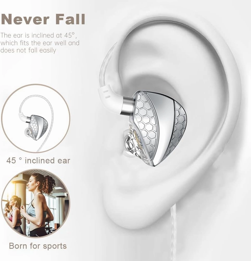 QKZ-Hi6T in Ear Monitor Headphones, Wired Earbuds Stereo Bass, HiFi IEM Earphone, Wired Gaming Earbuds, Without Detachable Cables (with mic, QKZ-Hi6T White)