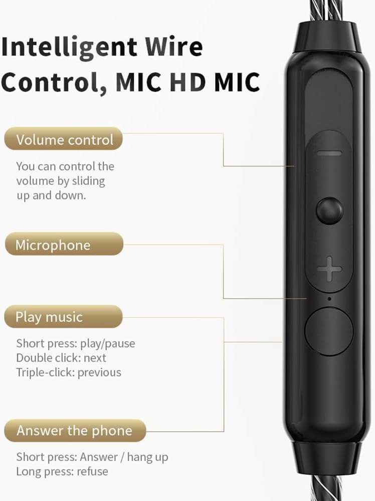 Qkz Sk8 in Ear Monitor Headphones, Wired Earbuds Stereo Bass, HiFi IEM Earphone, Wired Gaming Earbuds, Without Detachable Cables (with mic, Black)
