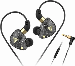 Qkz Sk8 in Ear Monitor Headphones, Wired Earbuds Stereo Bass, HiFi IEM Earphone, Wired Gaming Earbuds, Without Detachable Cables (with mic, Black) in-ear monitors,hi-fi IEMs,studio earphones,