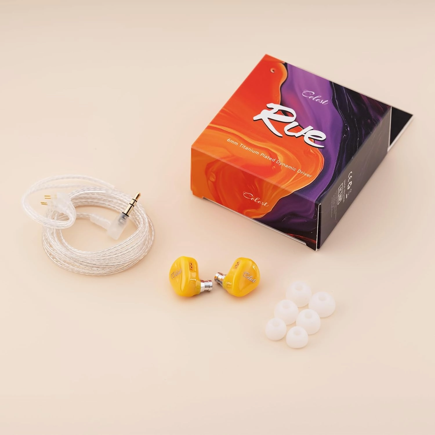 QOA Celest Rue in-Ear Monitors, Upgraded 6mm Mini Dynamic Driver IEM Earphones, HiFi Stereo Wired Earbuds Game Headphones with Detachable Cable for Musician Audiophile(Black with MIC)