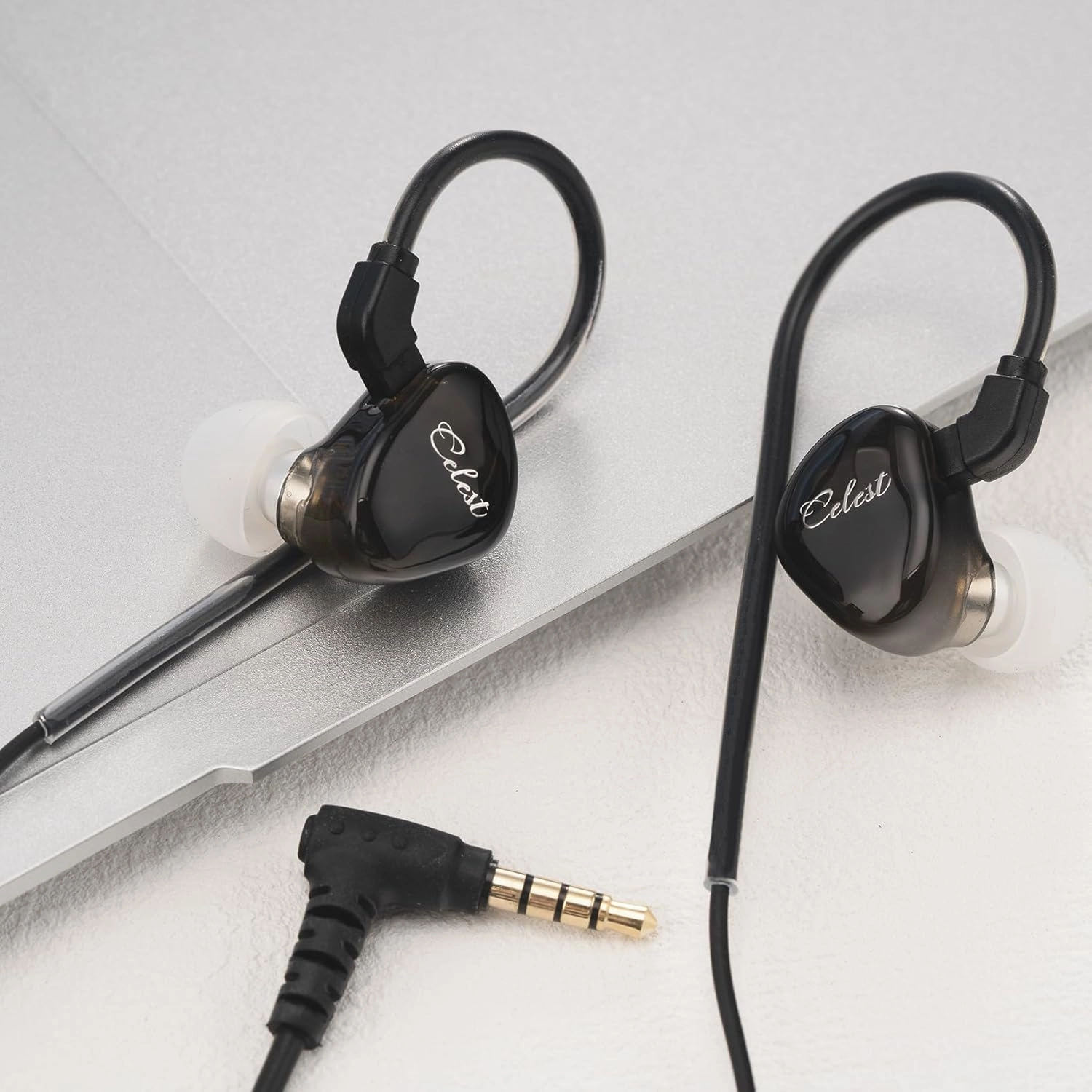 QOA Celest Rue in-Ear Monitors, Upgraded 6mm Mini Dynamic Driver IEM Earphones, HiFi Stereo Wired Earbuds Game Headphones with Detachable Cable for Musician Audiophile(Black with MIC)