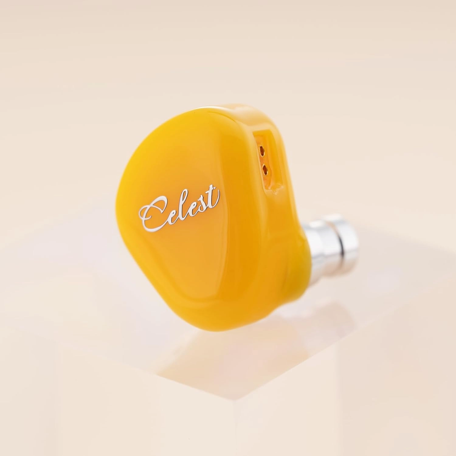 QOA Celest Rue in-Ear Monitors, Upgraded 6mm Mini Dynamic Driver IEM Earphones, HiFi Stereo Wired Earbuds Game Headphones with Detachable Cable for Musician Audiophile(Yellow with MIC)
