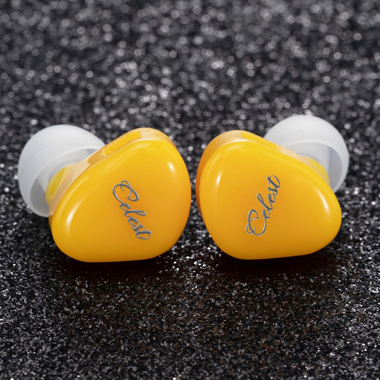 QOA Celest Rue in-Ear Monitors, Upgraded 6mm Mini Dynamic Driver IEM Earphones, HiFi Stereo Wired Earbuds Game Headphones with Detachable Cable for Musician Audiophile(Yellow with MIC)