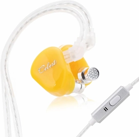 QOA Celest Rue in-Ear Monitors, Upgraded 6mm Mini Dynamic Driver IEM Earphones, HiFi Stereo Wired Earbuds Game Headphones with Detachable Cable for Musician Audiophile(Yellow with MIC) audiophile headphones,high-end headphones,studio over-ear,