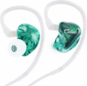 QOA Celest WyvernGreen 10mm LCP Driver in Ear Monitor Headphones, HiFi Wired Earbuds, Gaming Earbuds, IEM Earphones with Hand-Drawn Faceplate, Detachable Cable for Musicians Audiophile Singers DJ in-ear monitors,hi-fi IEMs,studio earphones,