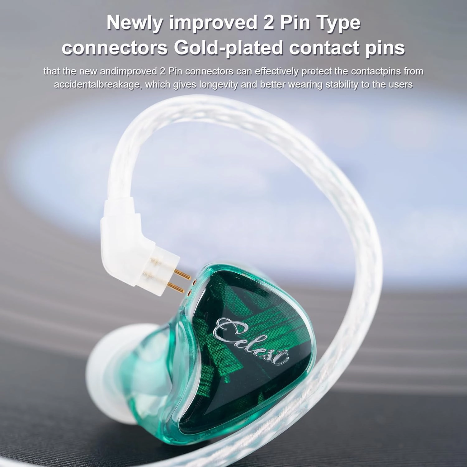 QOA Celest WyvernGreen 10mm LCP Driver in Ear Monitor Headphones, HiFi Wired Earbuds, Gaming Earbuds, IEM Earphones with Hand-Drawn Faceplate, Detachable Cable for Musicians Audiophile Singers DJ