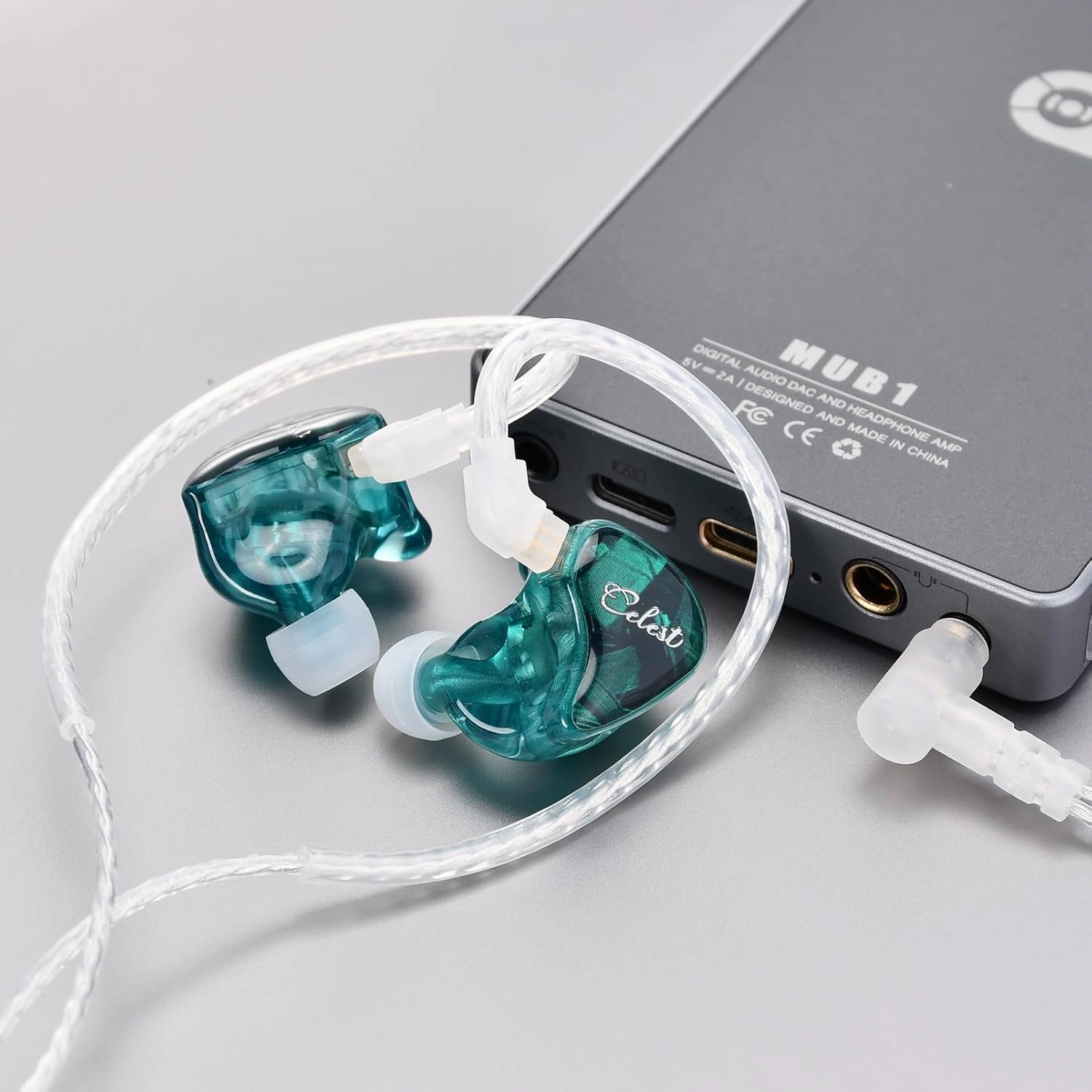 QOA Celest WyvernGreen 10mm LCP Driver in Ear Monitor Headphones, HiFi Wired Earbuds, Gaming Earbuds, IEM Earphones with Hand-Drawn Faceplate, Detachable Cable for Musicians Audiophile Singers DJ