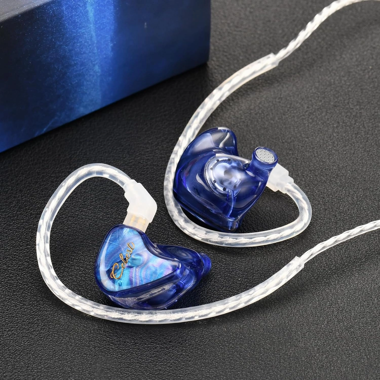 QOA Celest WyvernQing 10mm LCP Driver in Ear Monitor Headphones, HiFi Wired Earbuds, Gaming Earbuds, IEM Earphones with Hand-Drawn Faceplate, Detachable Cable for Musicians Audiophile Singers DJ