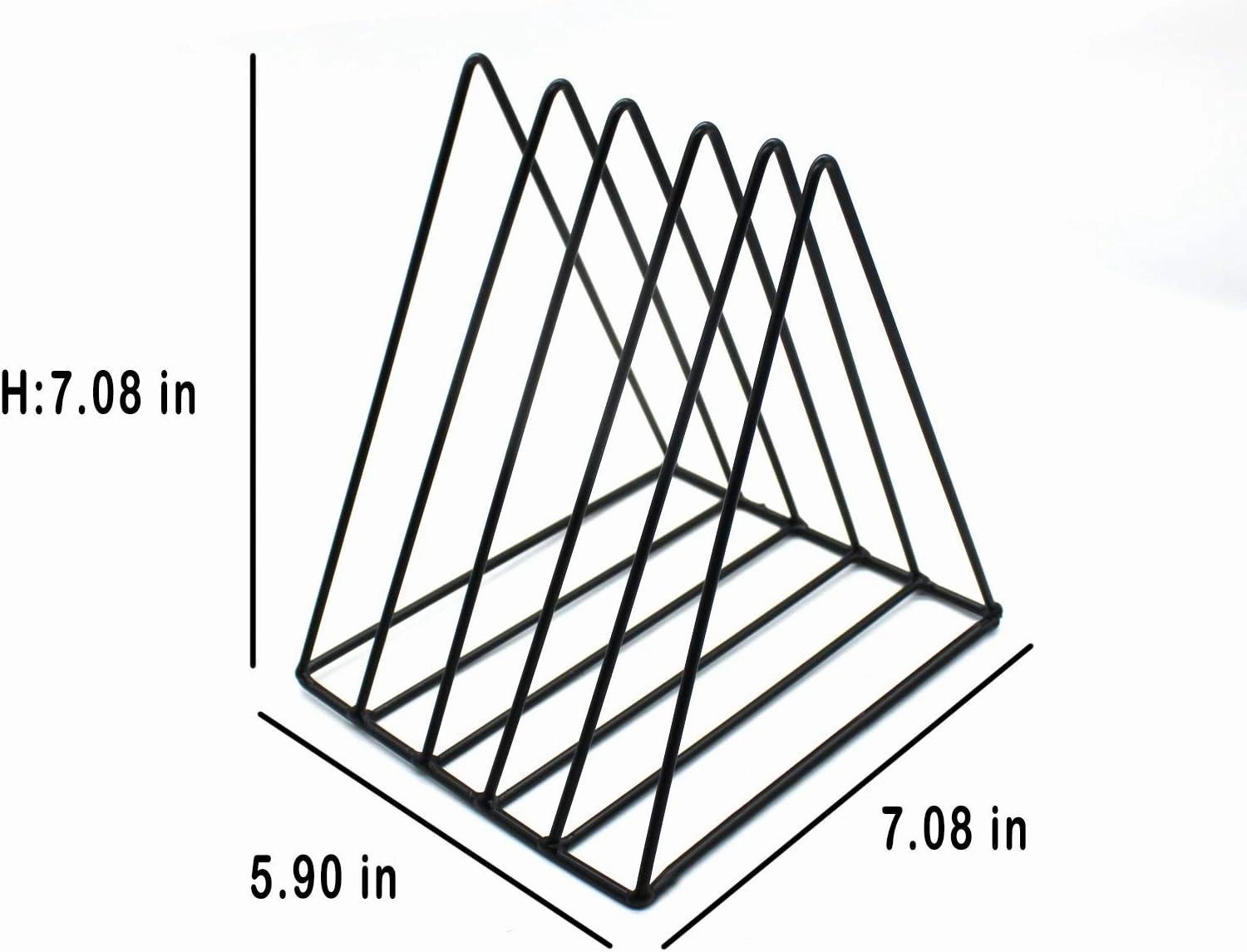 QPEY Triangle File Holder,5 Slot Metal Vinyl Record Stand Holder Magazine Newspaper Holder Photography Props for Office Home 1 Pc (black)