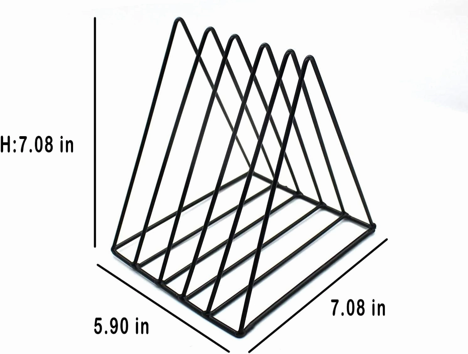 QPEY Triangle File Holder,5 Slot Metal Vinyl Record Stand Holder Magazine Newspaper Holder Photography Props for Office Home 2 Pcs (2pc black)