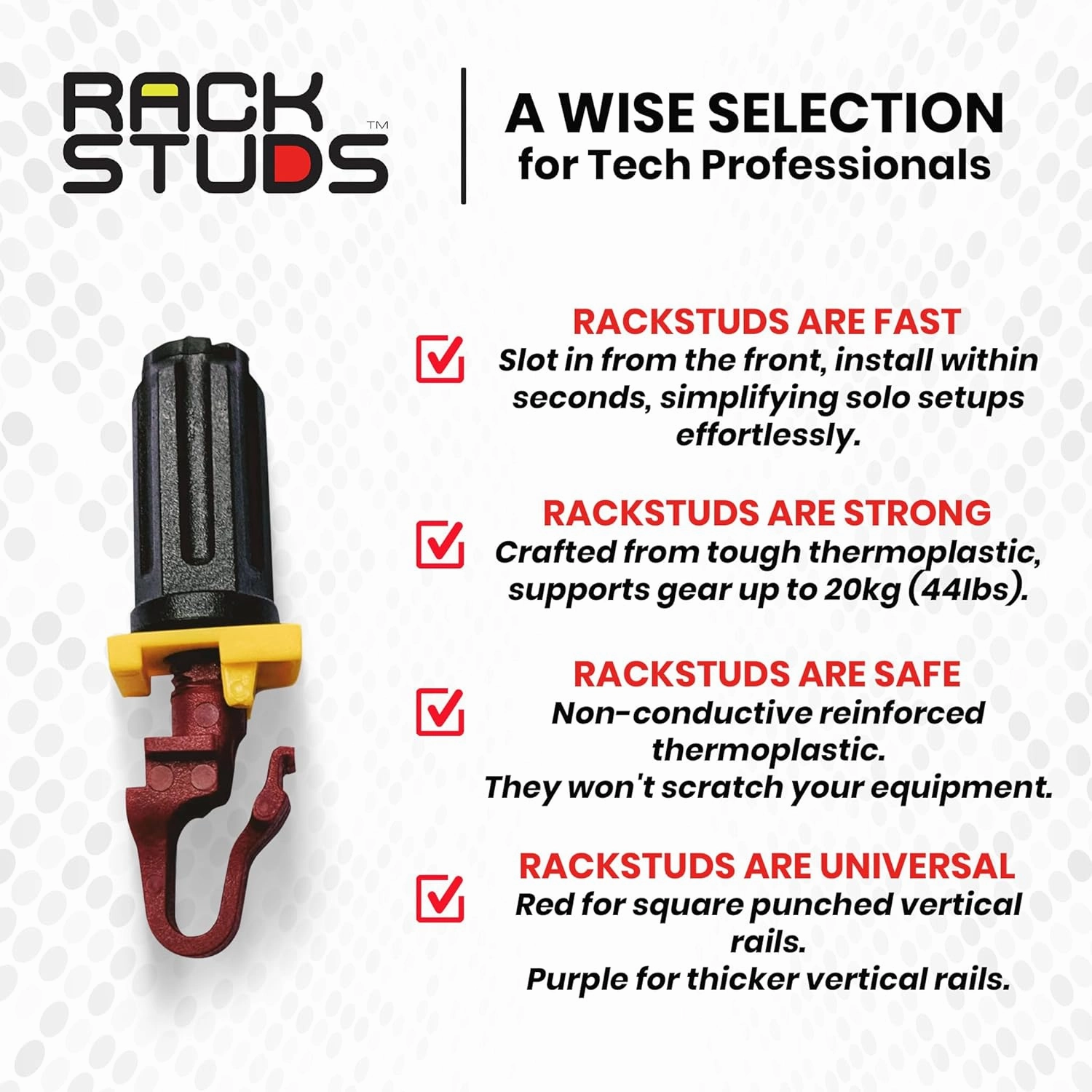 R20 Series II Rack Mount Screws - Server Rack Screws and Cage Nuts Replacement for Server Rack Rails 19" Square Punched Vertical Rail, Without Using Cage Nut Tool - Red 2.22mm/0.086 20 Pack