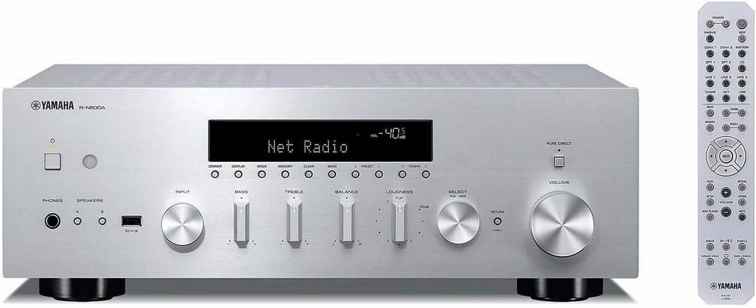 R-N600A Network Receiver with Streaming, Phono and Built-in DAC, Silver integrated amplifier,stereo receiver,hi-fi amp combo,