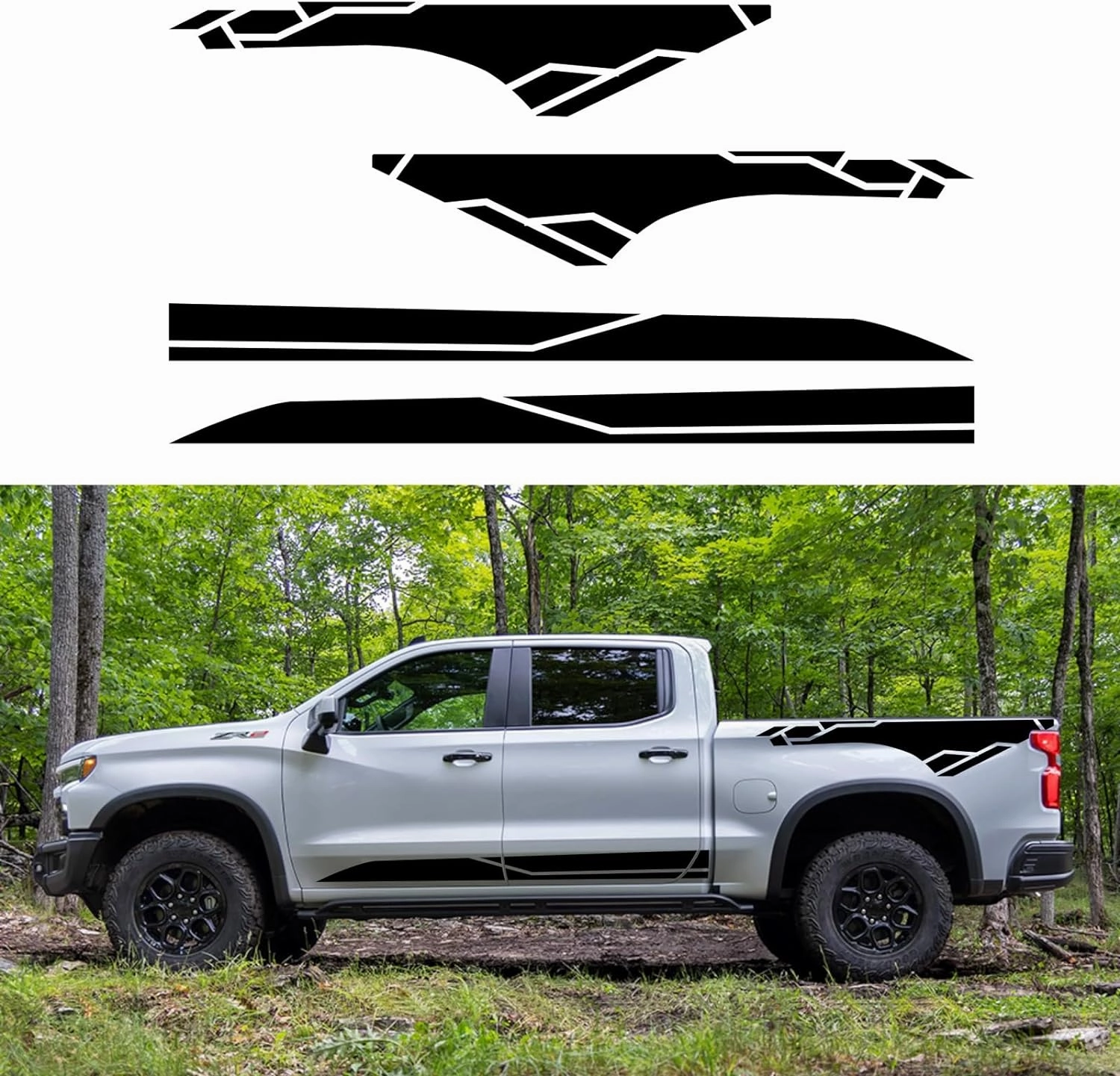 Racing Stripe Graphics for Pickup Body Side Sticker Truck Graphics Universal Decorative Sticker Trunk Vinyl Cover car Decal Accessories4PCS (Black) vinyl accessories,turntable parts,record player tools,