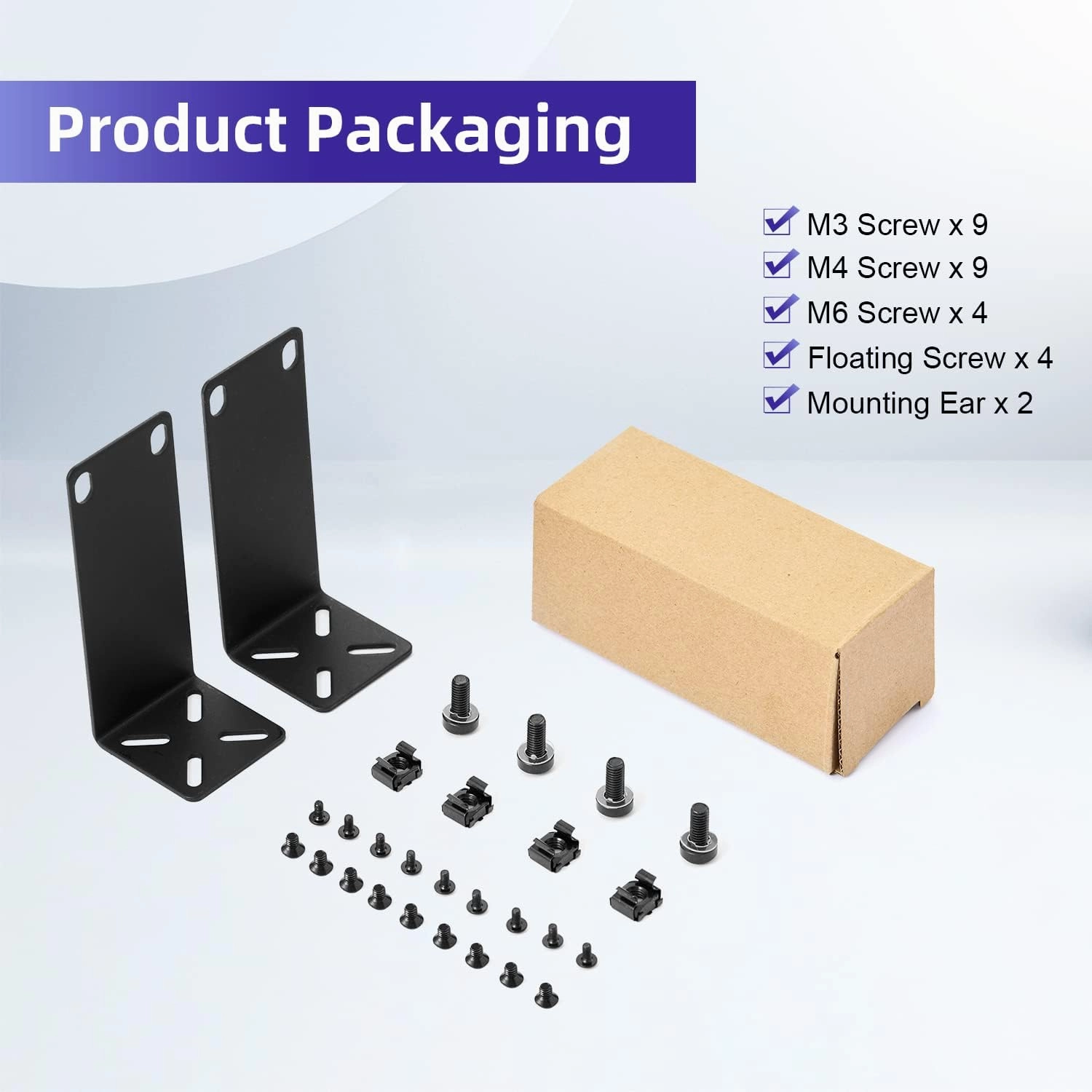 Rack Mount Kit for 10.6 inch Switches, Adjustable Rack Ears for Netgear, Cisco, D-Link, TRENDnet and HP Products, Mount 10.6" Wide to 19" Equipment, Adjustable Hole Distance 14-30mm