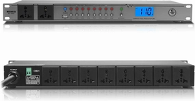 Rack Mount Power Conditioner 20A Sequencer for Audio Equipment, 10 Outlets 2000W Power Supply with 8 Independent Controls, Surge Protector, Voltage Display, External Switch rackmount gear,audio rack equipment,studio rackmounts,