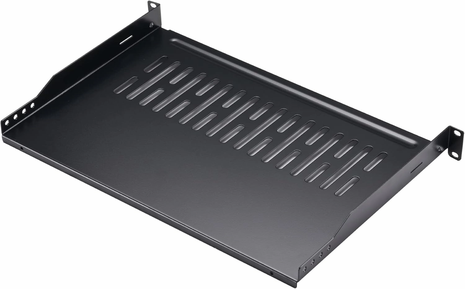 Rack Shelf 1U Vented Server Rack Mount Cantilever Tray, 50 lbs, 12 inches Deep, Black audio rack,hi-fi component stand,media shelf,