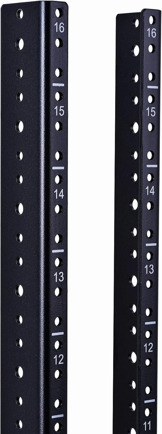 RackPath 16U Vertical Server Rack Rail Pair Kit, DIY Rack Build, 12-24 Screws x64 audio rack,hi-fi component stand,media shelf,