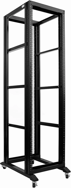 Raising Electronics Server Rack Open Frame 4 Post 19 inch Adjustable Server/Audio Rack Cold Rolled Aluminum UL(42U,24Depth) audio rack,hi-fi component stand,media shelf,