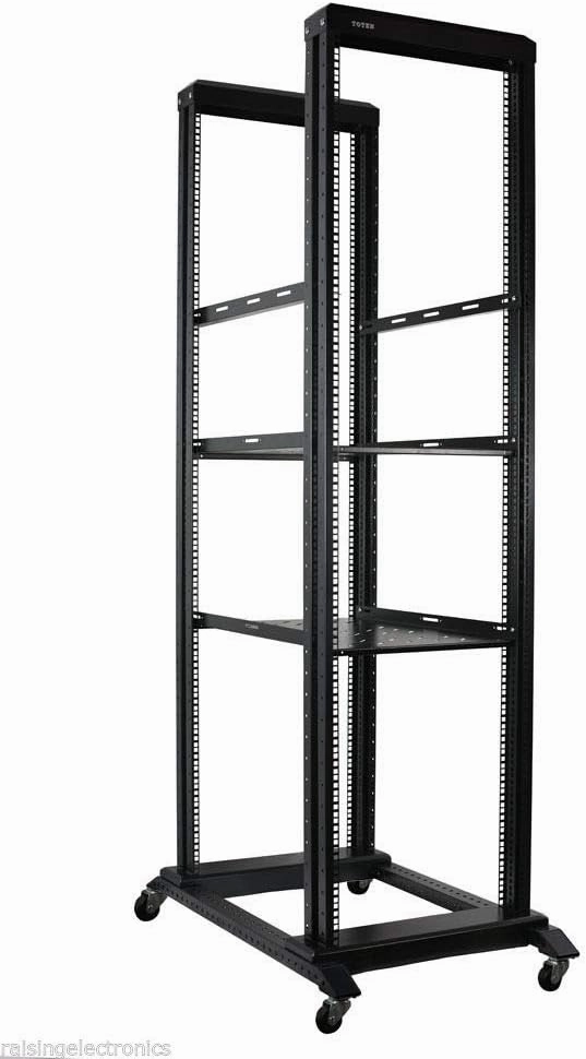 Raising Electronics Server Rack Open Frame 4 Post 19 inch Adjustable Server/Audio Rack Cold Rolled Steel (42U 31" with Shelves) music server,hi-fi media server,digital audio storage,